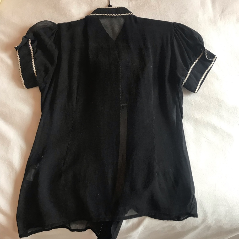 Sheer Black Button-Up with Ruffle - Picture 3 of 5